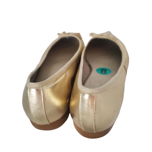 Gold Leather Ballet Flats Trending Size 8M - Picture 4 of 6